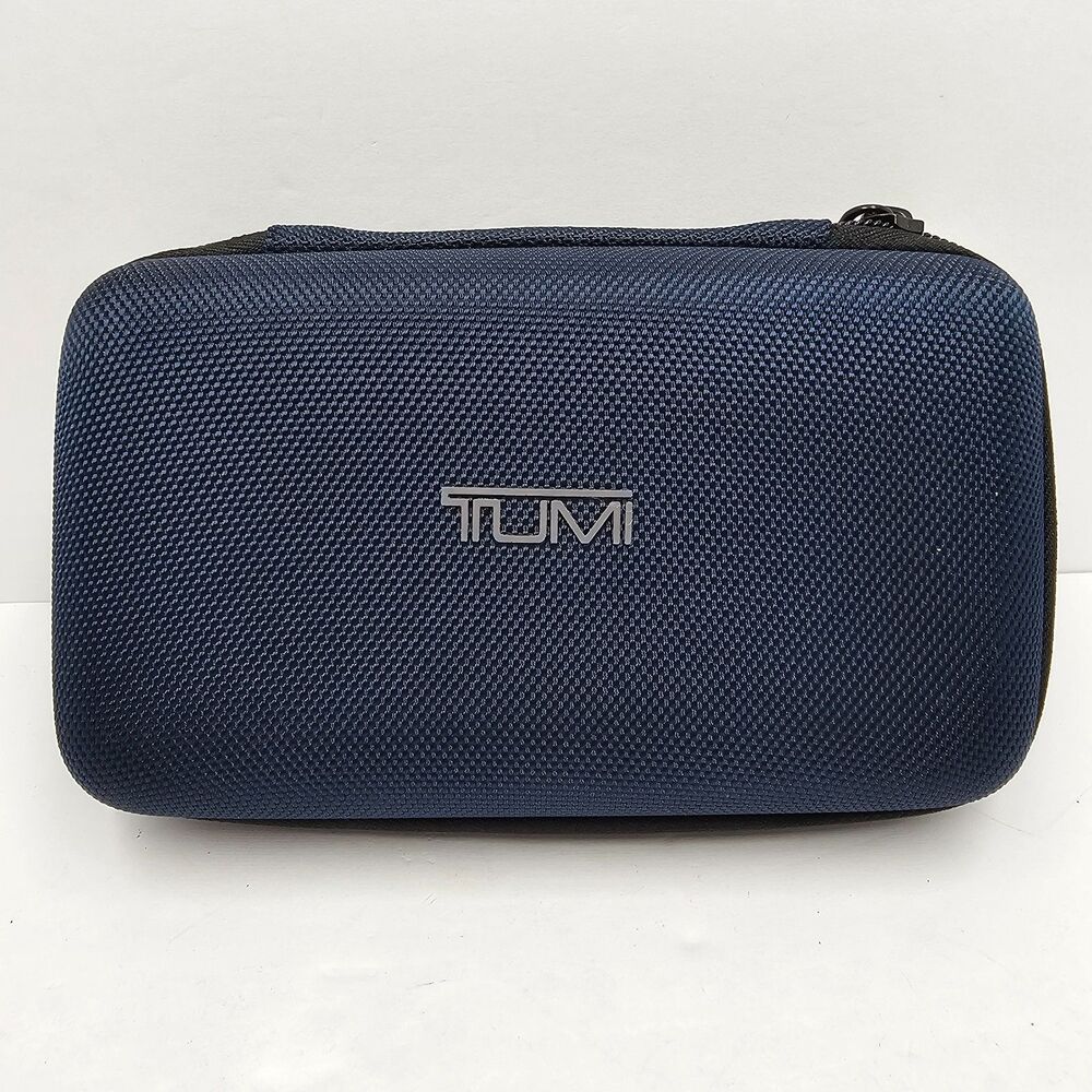 Tumi Delta Airlines Hard Shell Amenity Case Blue Travel Tech Organizer Pouch